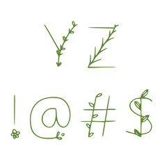 letter with floral elements isolated on white background