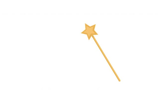 Magic wand. Animation of the magic of wish fulfillment, alpha channel. Cartoon