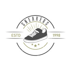 Sneakers shop logo design. Shoes store. Sneaker vector illustration