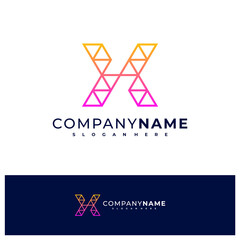 Triangle X logo design vector, Creative X logo concepts template illustration.