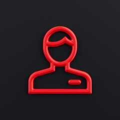 business contact  3d icon, outline red office icon, business symbol, 3d rendering - obrazy, fototapety, plakaty