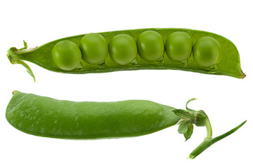 Fresh peas with bean on white