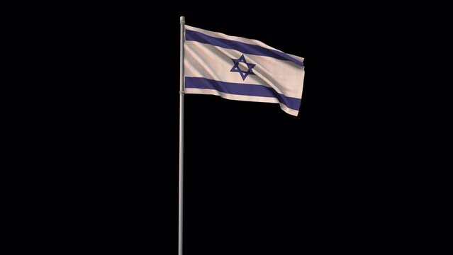 Israel flag, 4k video background is transparent