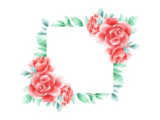 Spring rose floral watercolor background