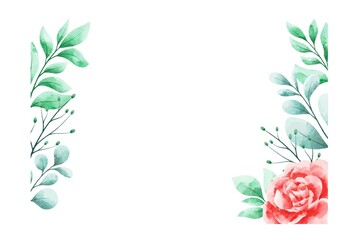 Watercolor Frame Flower Bouquets