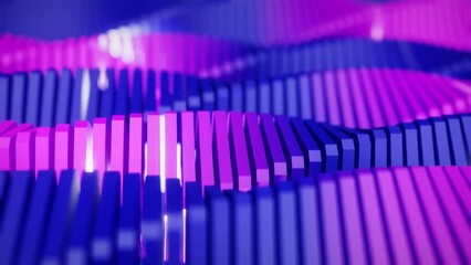 Geometric futuristic square domino spiral twisted gradient violet shapes, loop motion 3D video visualization clip - Powered by Adobe