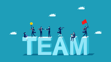 Team work. Successful businessmen work together. business concept vector illustration
