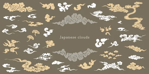 Tuinposter 浮世絵タッチの雲デザインセット。 © toyotoyo