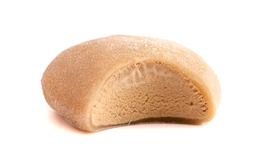 Coffee Flavored Mochi Ice Cream on a White Background