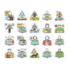 Small Business Entrepreneur Job Icons Set Vector