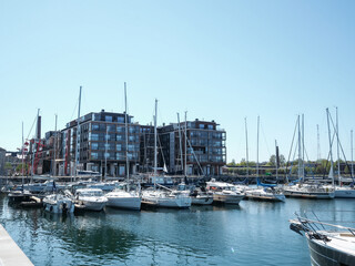 Marina view, yachts in harbour. Tallinn, Port Noblessner