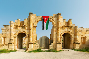 Arch of Hadrian in the ancient Roman city of Gerasa in Jerash, Jordan