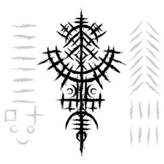 Scandinavian viking brush grunge symbol