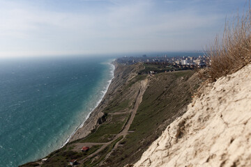 Fototapeta na wymiar View of the Black Sea and the city of Anapa