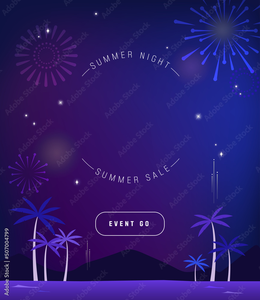 Wall mural Summer Night Cool Shopping Template
