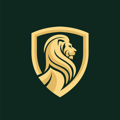 Lion head logo with shield concept
