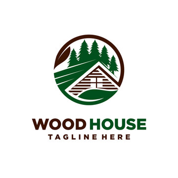 Wood House Logo With Circle Concept