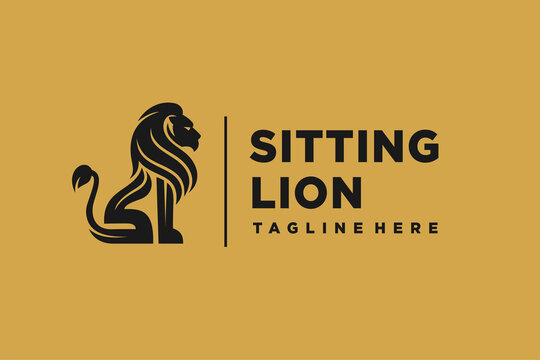 sitting lion logo with letter S and letter L concept