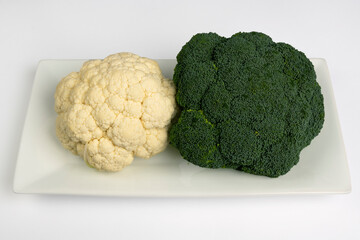 Raw broccoli and cauliflower