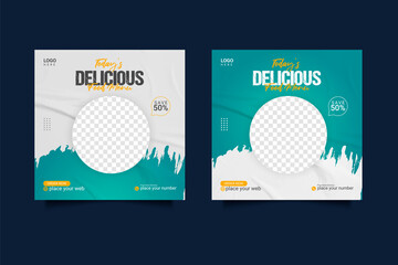 Special food menu and restaurant social media template design concept