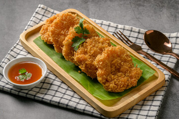 Deep Fried Shrimp Cakes (Tod Mun Kung) Asian food,Thai food concept.