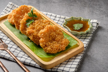 Deep Fried Shrimp Cakes (Tod Mun Kung) Asian food,Thai food concept.