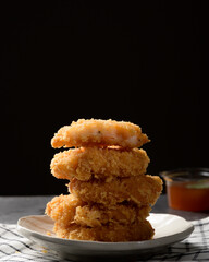 Deep Fried Shrimp Cakes (Tod Mun Kung) Asian food,Thai food concept.