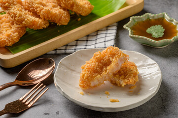 Deep Fried Shrimp Cakes (Tod Mun Kung) Asian food,Thai food concept.