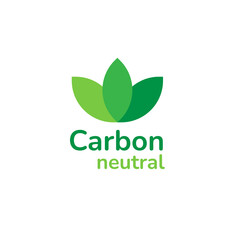 Carbon neutral certificate logo banner icon isolated on white. CO2 emission reduction concept. Green ecology environment, stop global warming, reduce greenhouse effect. Carbon neutrality symbol sign.