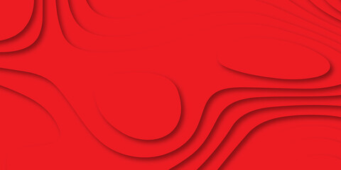 Luxury red abstract papercut background with 3d geometry circles. red paper cut banner with 3D slime abstract background and red waves layers.