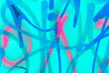 Abstract colorful teal, pink, blue urban wall texture. Modern pattern for wallpaper design Creative modern urban city background for advertising mockups. Grunge messy street style new wave background