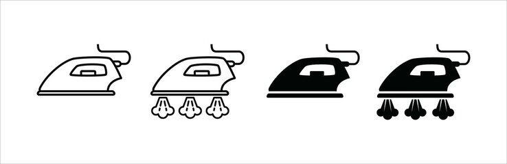 Iron icon set. Dry and steam iron vector icon set. Flatiron sign illustration. Laundry item symbol.