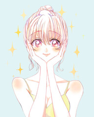 キャミソールの若い女性