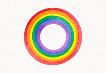 Rainbow flag circle  watercolor  brush style .LGBT  Pride month watercolor texture concept. - obrazy, fototapety, plakaty