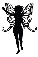 Fantasy girl with raised hand silhouette