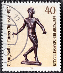 GERMANY - CIRCA 1981: a stamp printed in the Germany, Berlin shows Nijinsky, 1914, Sculpture by Georg Kolbe, circa 1981