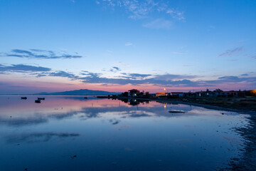 Reflection of clouds after sunset