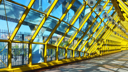 Wall Pedestrian Pushkin Andreevsky bridge in Neskuchny garden, Moscow