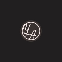 Fototapeta na wymiar Initials YA logo monogram with creative elegant circle line design