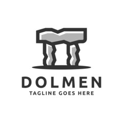 dolmen stone megalith logo design - obrazy, fototapety, plakaty