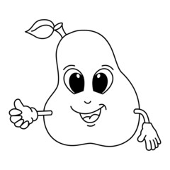 Cute guava cartoon coloring page illustration vector. For kids coloring book.