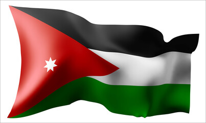 Flag of the Jordan waving in the wind.