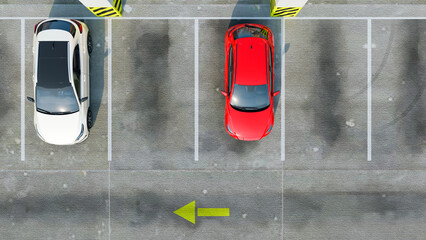 Empty parking lots, aerial view. 3D illustration Rendering © nonnie192