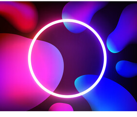 Abstract vector background with glowing neon circle lamp. 3d vector illustration