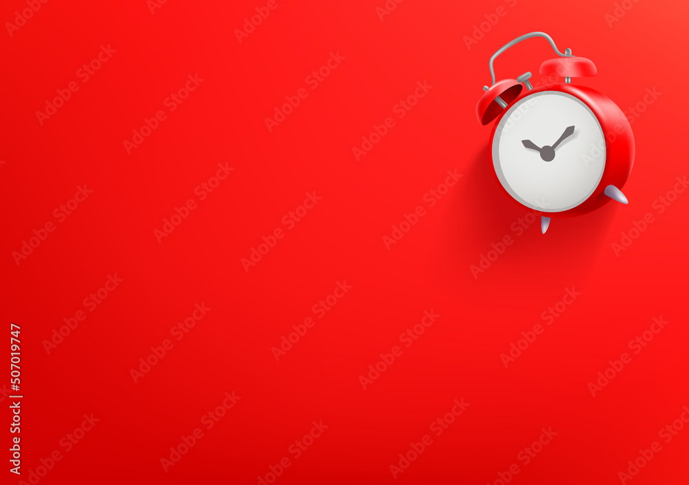 Leinwandbilder vector wallpaper with red clock. 3d vector background with copy space