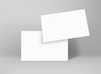 Two blank white business cards. 3d vector mockup for branding
