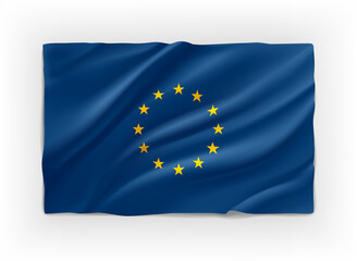 Blue flag of European Union. 3d vector object isolated on white background