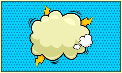Comic abstract blue background with cloud illustration