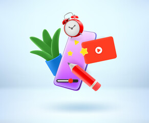 Accessories of digital artist. 3d vector illustration