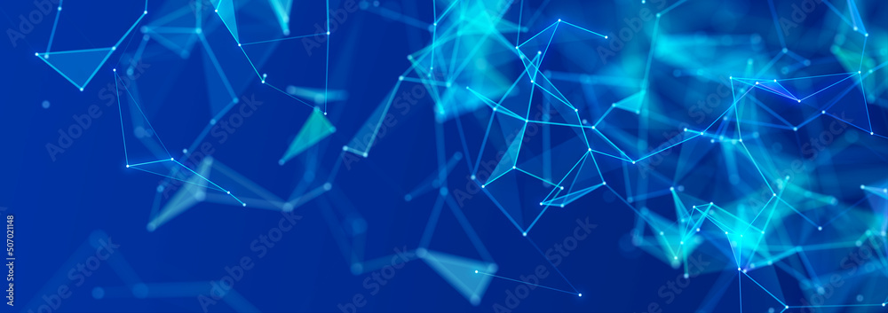 Poster polygonal background with dots and lines. network connection structure. science and technology. 3d